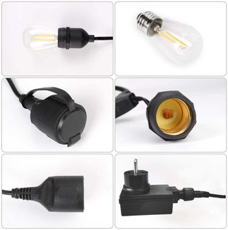 Led prikkabel Lichtsnoer - 15 lampen - 15 meter - IP65 Waterdicht - 12 Volt