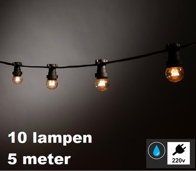 Led prikkabel - 10 lampen - 5 meter lichtsnoer - Waterdicht - 220 Volt