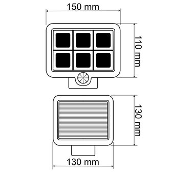 4W LED schijnwerper - Met zonnepaneel - 250 Lumen - Met PIR sensor