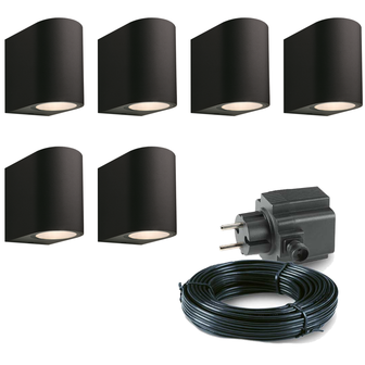 6x Gilvus Wandspot - Zwart - Complete set - Garden Lights