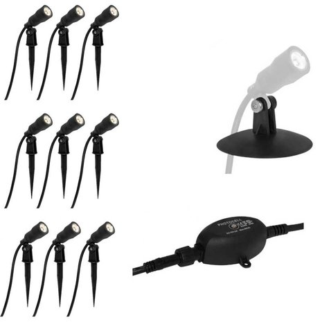 RITOS grond spot set - 12V - 9x1 watt + schemersensor