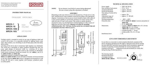 Schemerschakelaar - SPST NO - IP65 waterproof