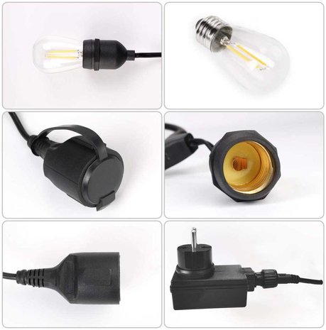 Led prikkabel Lichtsnoer - 15 lampen - 15 meter - IP65 Waterdicht - 12 Volt