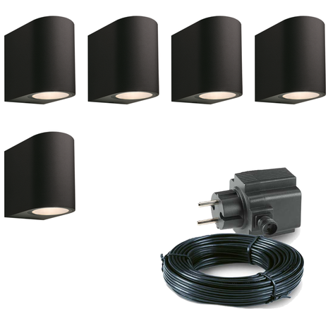 5x Gilvus Wandspot - Zwart - Complete set - Garden Lights