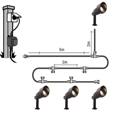 1x Sibus wandspot - 4 Watt - Zwart - complete set