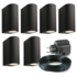 6x Sibus wandspot - 4 Watt - Zwart - complete set